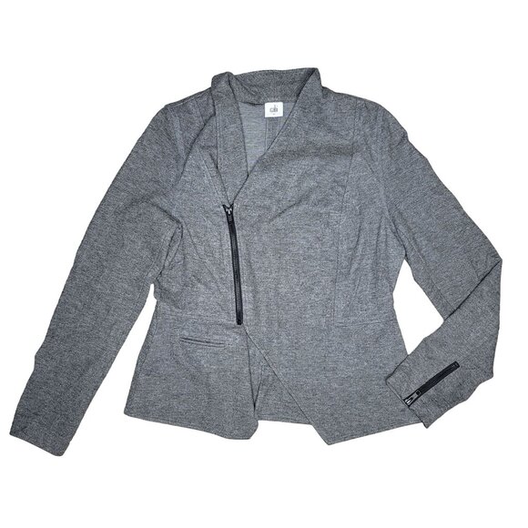 Cabi rebel Zip-Front Gray light jacket cartigan sweater zipper detail - Picture 3 of 9
